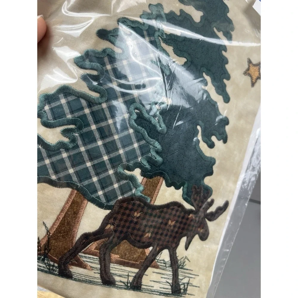 Applique Embroidered Quilt Block Fabric Reindeer Moose XMas - Shari Shari's x2